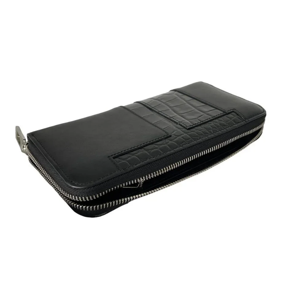 Tod's Italy Croc-embossed Black Leather‎ Zip Wallet, XAMTTA0400M51B999